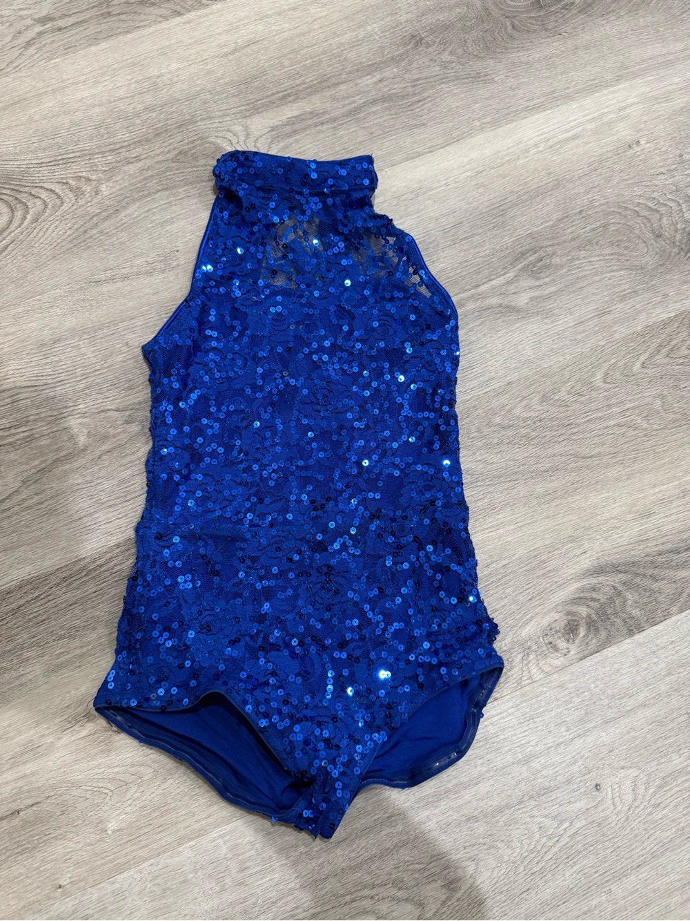 Tenth House TH17067 Royal Blue Sequin High-Neck Dance Leotard for Kids, size MC